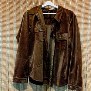 Democracy Soft Corduroy Button Down Shirt in Brown